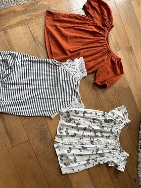 Set of 3 Women's Tops - Rust Orange, Black & White Stripe, Paisley Print, Loft